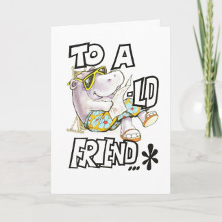 Birthday card for friend, humourous, cool hippo