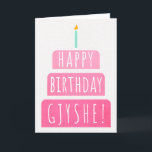 Birthday Card for Gjyshe<br><div class="desc">Birthday Card for Gjyshe. If you call your grandmother Gjyshe instead of Grandma, this birthday card is perfect for her. (Gjyshe means grandmother in Albanian.). Your gjyshe also will love this birthday card's gradient ombre pink design with a birthday cake that says "Happy birthday Gjyshe!" Make this card customisable! Click...</div>