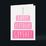 Birthday Card for Gjyshe<br><div class="desc">Birthday Card for Gjyshe. If you call your grandmother Gjyshe instead of Grandma, this birthday card is perfect for her. (Gjyshe means grandmother in Albanian.). Your gjyshe also will love this birthday card's gradient ombre pink design with a birthday cake that says "Happy birthday Gjyshe!" Make this card customisable! Click...</div>
