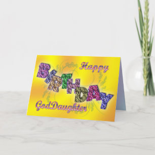 Birthday card for godddaughter with floral text