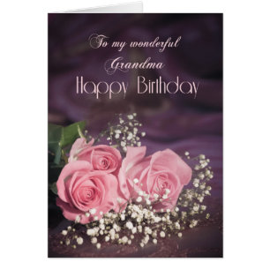 Birthday card for grandma with pink roses