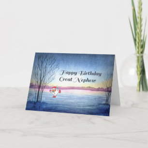 Birthday Card for Great Nephew Winter Scene