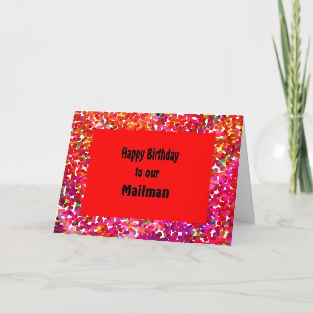 Birthday Card for Mailman Red Design (Front)