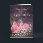 Birthday card for mother with pink roses<br><div class="desc">Three beautiful pink roses to send to your mother on her birthday. A gorgeous Birthday card for a mother that you can customise to convey your own sentiments.</div>