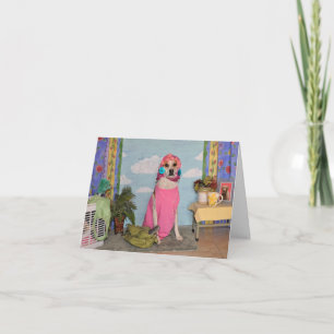 Birthday card for mum using photo of dog in drag