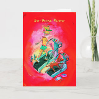 Birthday Card for Runner - Viszla on Treadmill