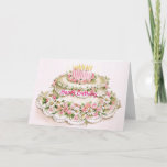 Birthday Card for Sister<br><div class="desc">A vintage picture shows a very pretty white cake with a few pink candles. It id decorated with daisies and other flowers. It's very simple and looks good.</div>