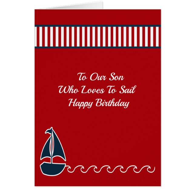 Birthday Card for Son who Likes to go Sailing (Front)
