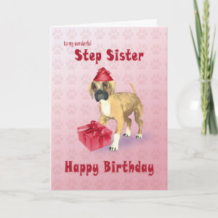Birthday card for step sister with a puppy