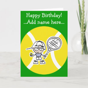 Birthday card for tennis players kids