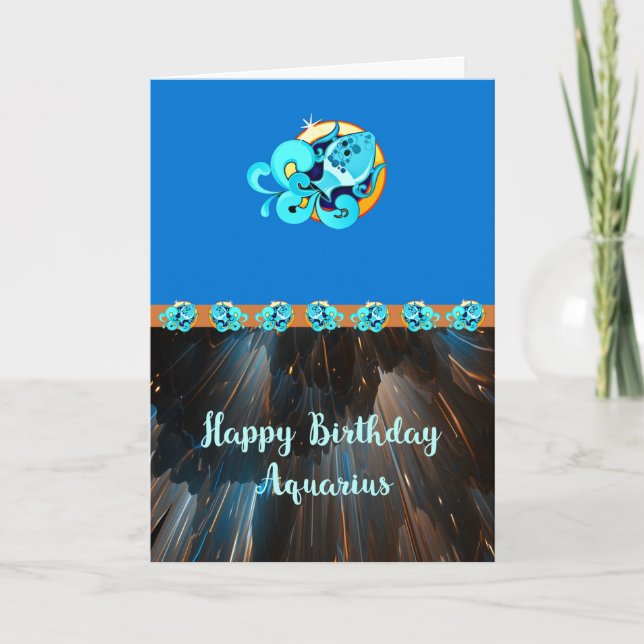 Birthday Card for Zodiac Aquarius (Front)