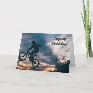 Birthday Card: Guy doing Tricks on Bike Card