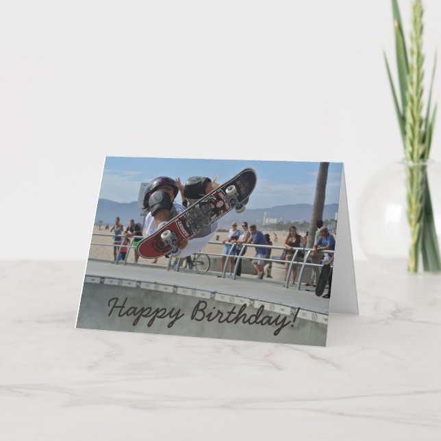 Birthday Card: Guy doing Tricks on his Skateboard Card (Front)