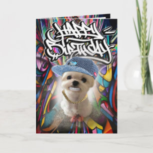 Birthday card hip hop puppy