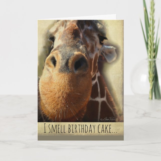 birthday card humour giraffe nose (Front)