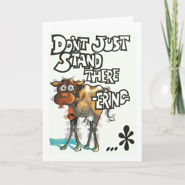 Birthday card, humourous, with shaky cow card (Front)