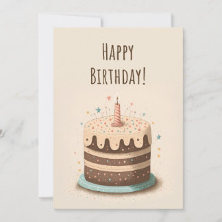 Birthday Card Illustration Cake and Candle