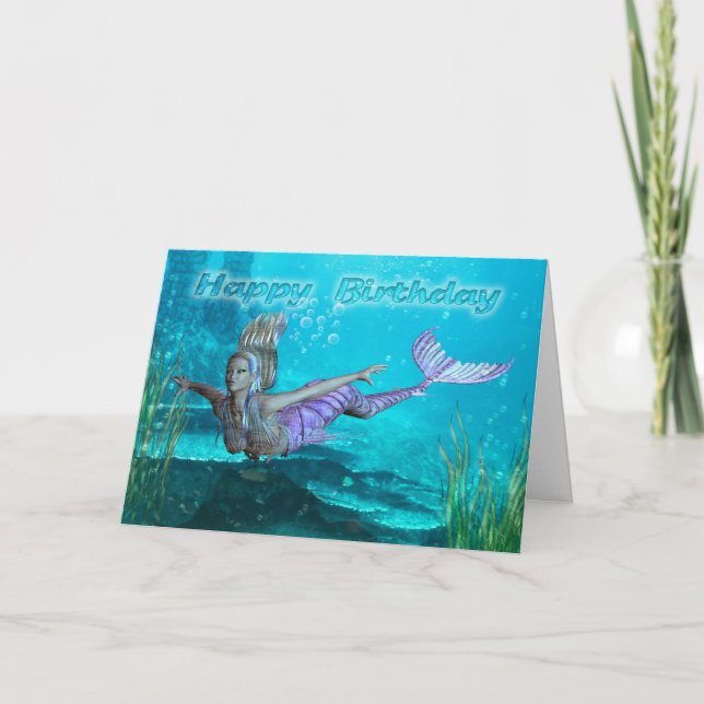Birthday Card - Mermaid - Underwater Scenery (Front)