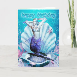 Birthday Card - Mermaid - Underwater Scenery