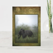 Birthday Card "Misty Black Horse"
