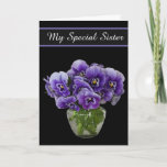 Birthday Card-My Special Sister Card<br><div class="desc">Birthday card shown with a pretty purple pansies photo print. 
Customise this card or buy as is. Card has a special message inside.</div>