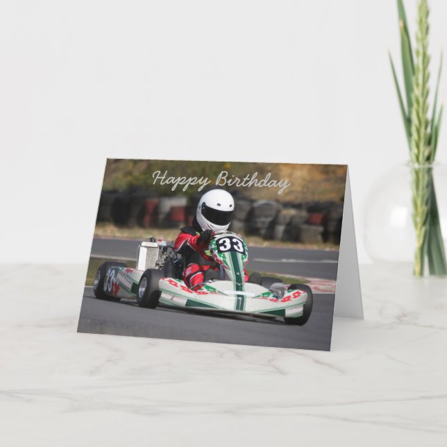 Birthday card of go karting kart race (Front)