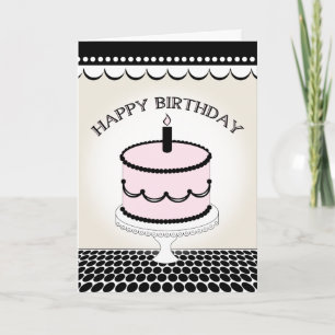 Birthday Card - Pink and Black Birthday Cake