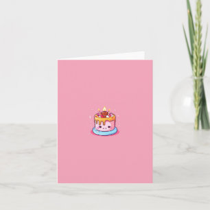 Birthday card, pink, cake, kawaii, cute card