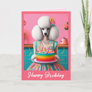 Birthday Card   Poodle Dog Birthday Cake 7 Candles
