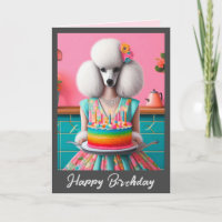 Birthday Card | Poodle Dog Birthday Cake 7 Candles