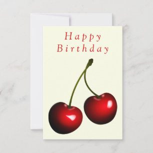 Birthday Card Red Sweet Cherry - Your Text Name