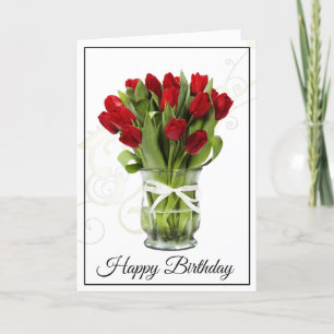 Birthday Card-Red Tulips Card