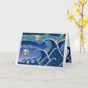 Birthday Card Sequin Waves Seascape
