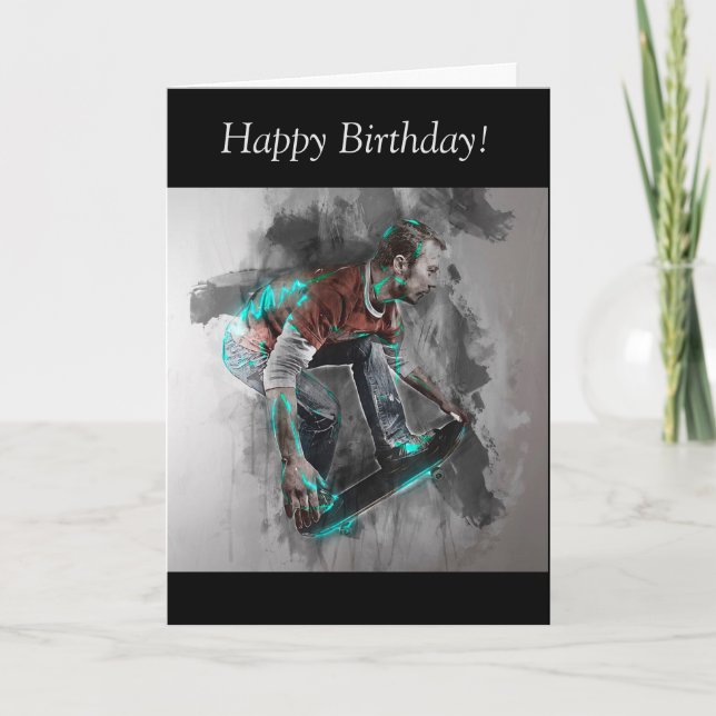 Birthday Card: Skateboarding Guy Card (Front)