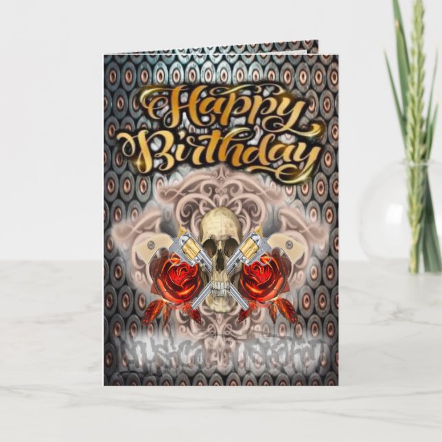 Birthday card skull and guns (Front)