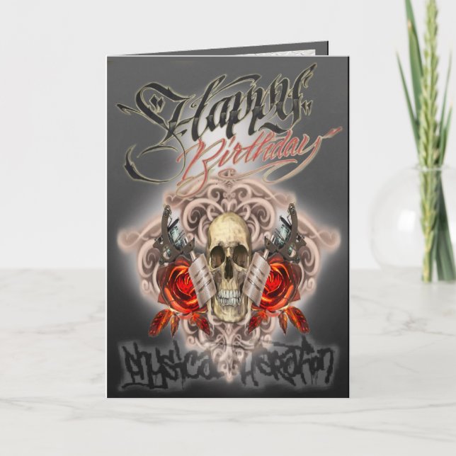 Birthday card skull tattoo machines (Front)