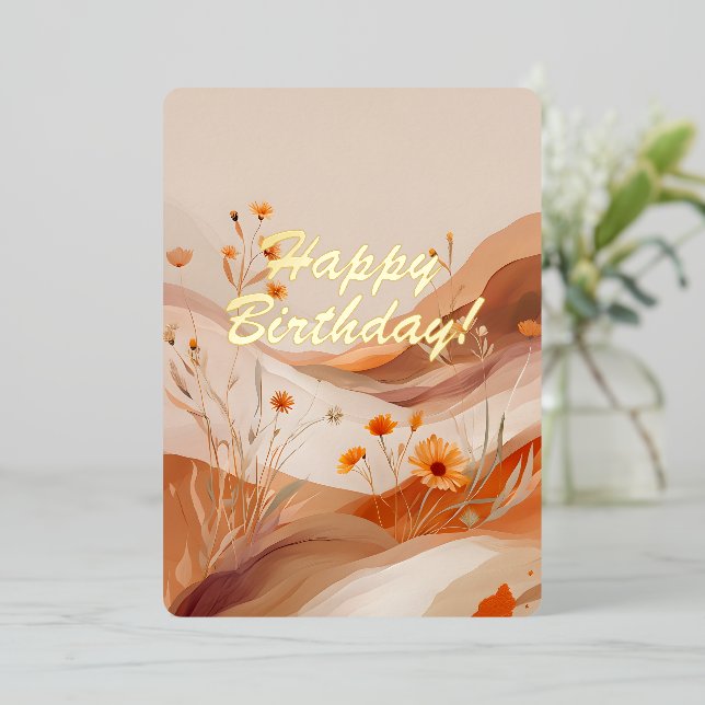 Birthday Card Stylish Floral Abstract Background (Standing Front)