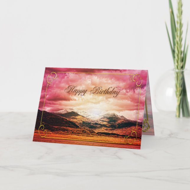 Birthday card, Sunset over the mountains Card (Front)