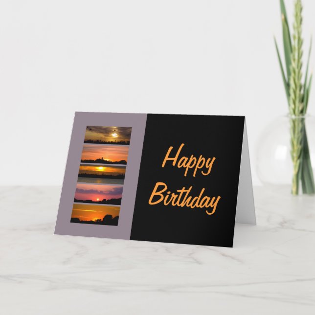 Birthday Card - Sunset Strips purple pink orange y (Front)