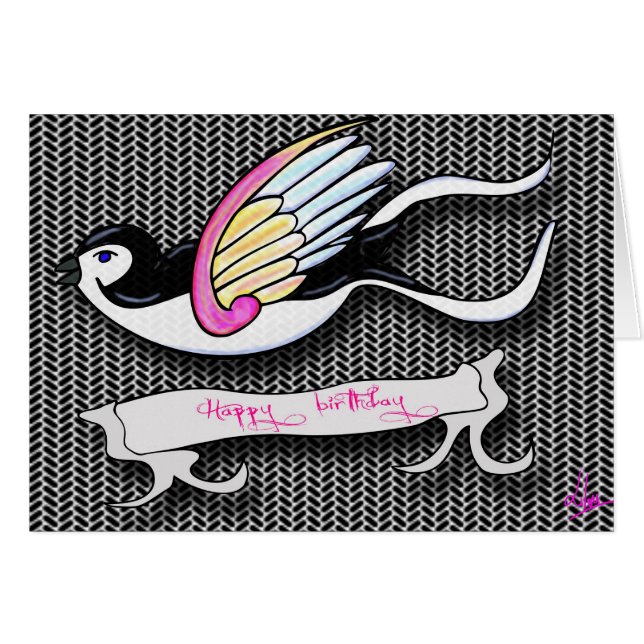 Birthday card Swallow (Front Horizontal)