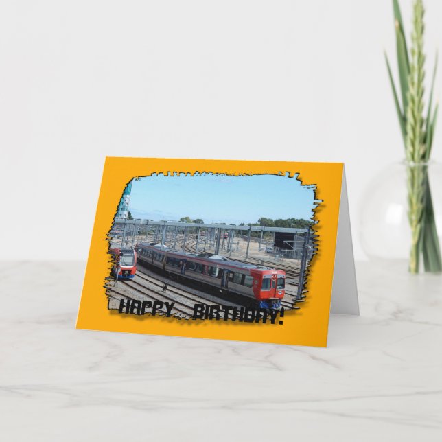 Birthday Card - Trains on the Track (Front)