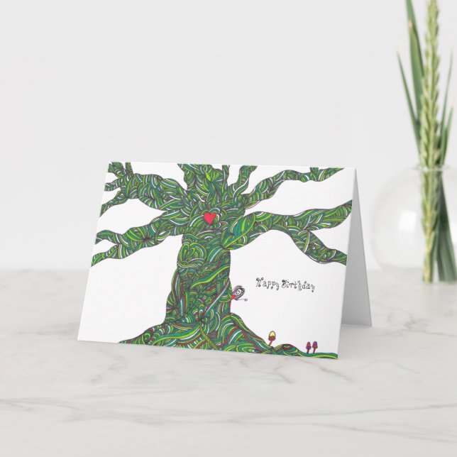 Birthday card tree with character hiding (Front)
