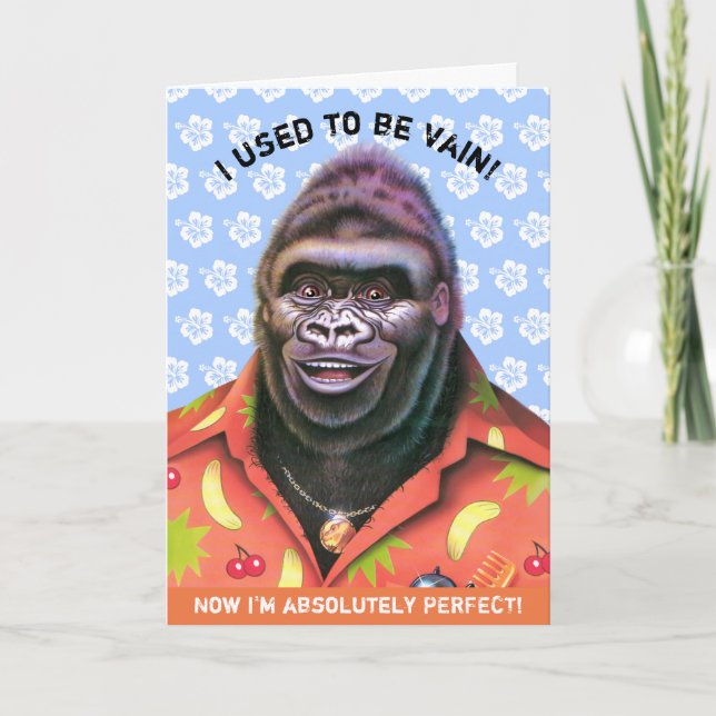 Birthday Card Vain Gorilla design. (Front)