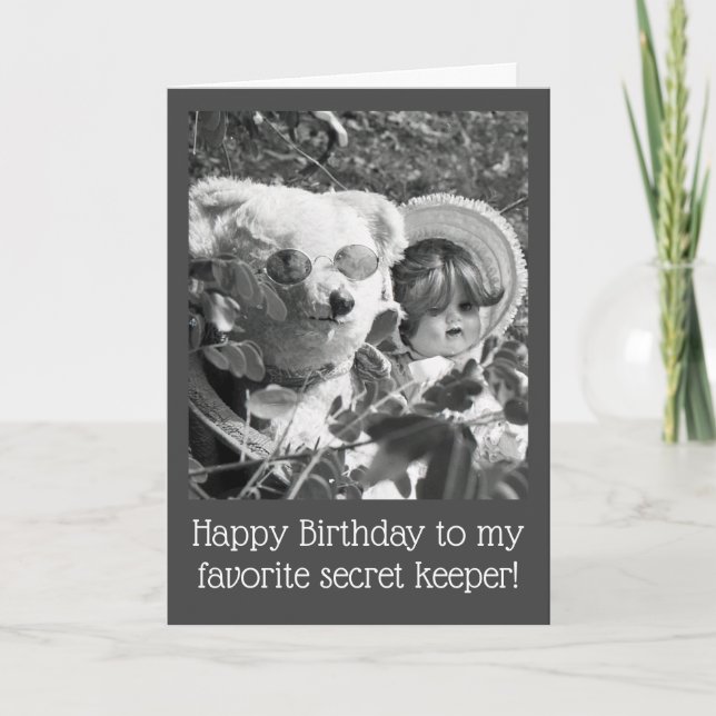Birthday Card | Vintage Teddy Bear and Dolly Party (Front)