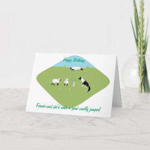 Birthday card with amusing sheep joke