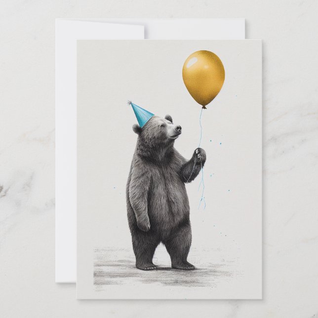 Birthday Card with Bear Flat Greeting Card (Front)