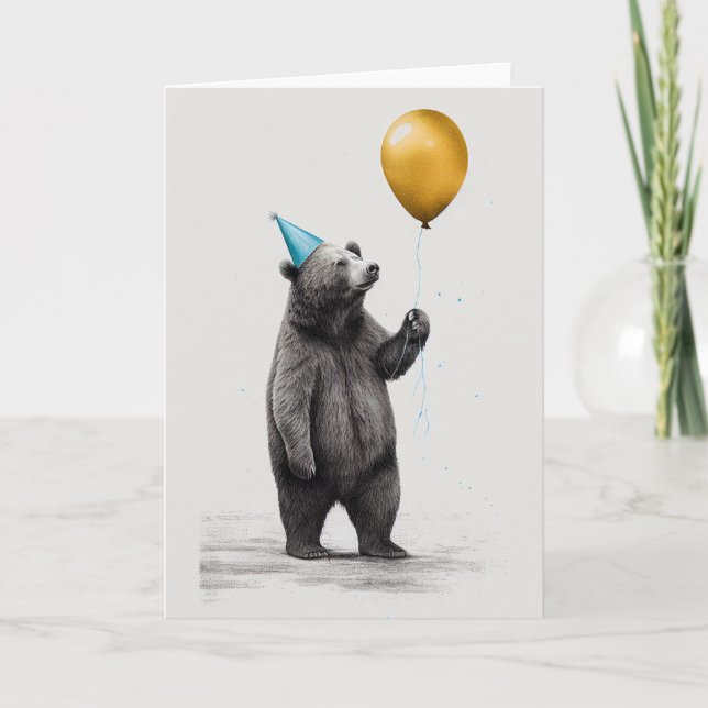 Birthday Card with Bear Greeting Card (Front)