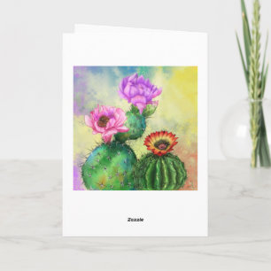 Birthday Card with Beautiful Cactus Flowers