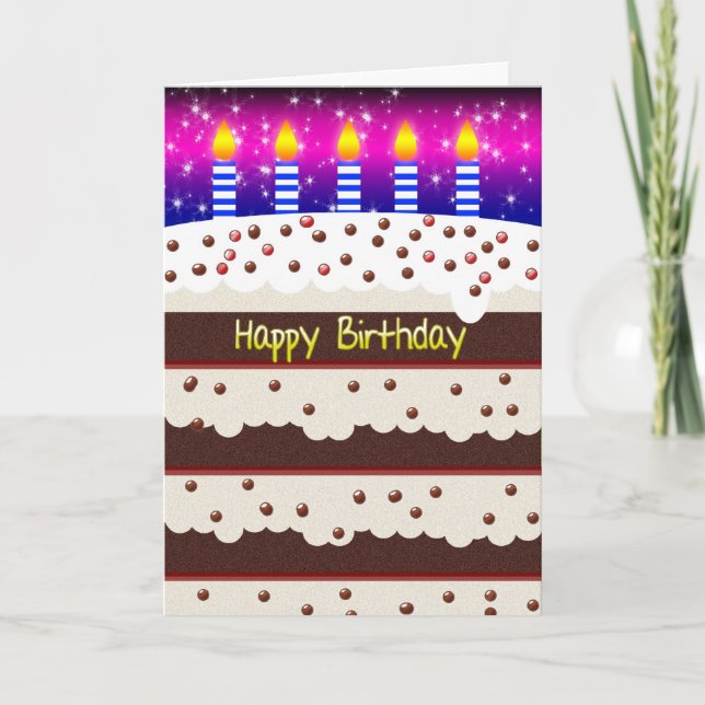 Birthday Card With Chocolate Birthday Cake (Front)