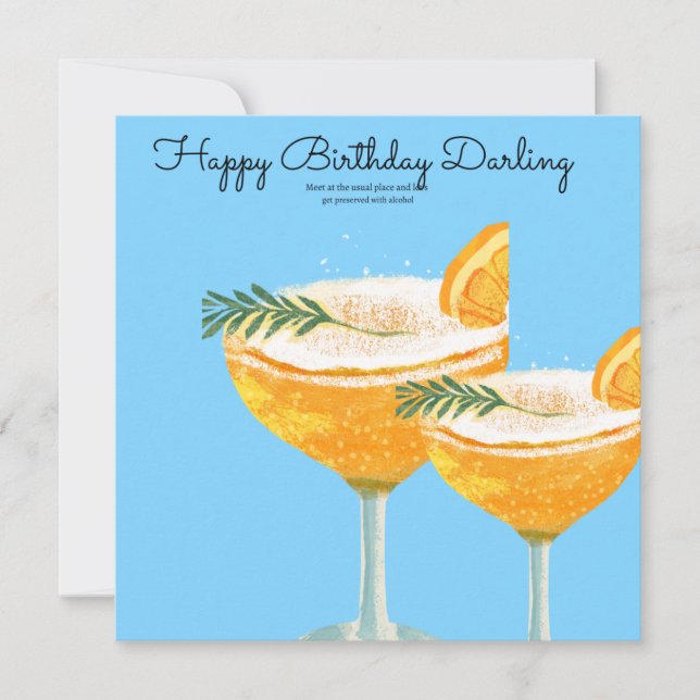 Birthday card, with cocktail and fun message card (Front)